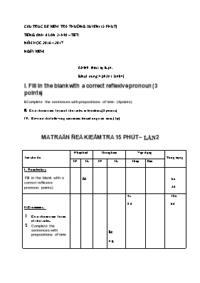 Đề kiểm tra lần 2 học kì II Tiếng anh lớp 8 - Năm học 2016-2017 - Trường THCS Vĩnh Công